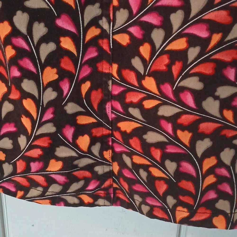 Talbots Leaf Heart Print Chocolate Brown Casual Skirt With Pockets Size 18 - Picture 5 of 10